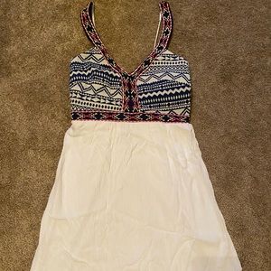 Girls white and patterned dress